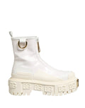 Bottines Dolce &amp; Gabbana en cuir blanc avec logo en caoutchouc
