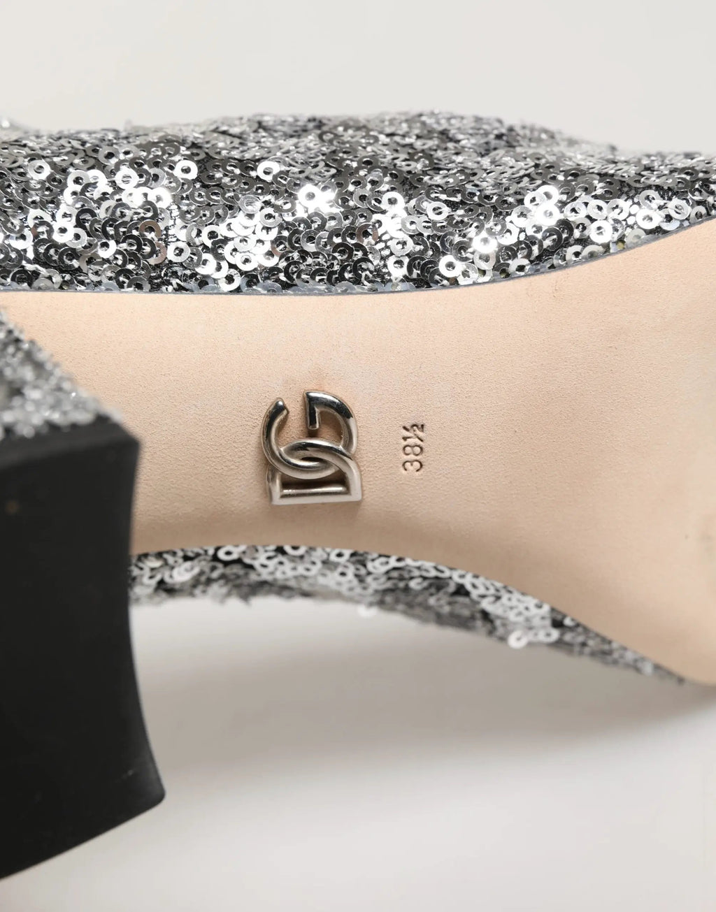 Dolce & Gabbana Silver Sequined Short Boots Stretch Shoes