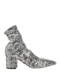 Dolce & Gabbana Silver Sequined Short Boots Stretch Shoes