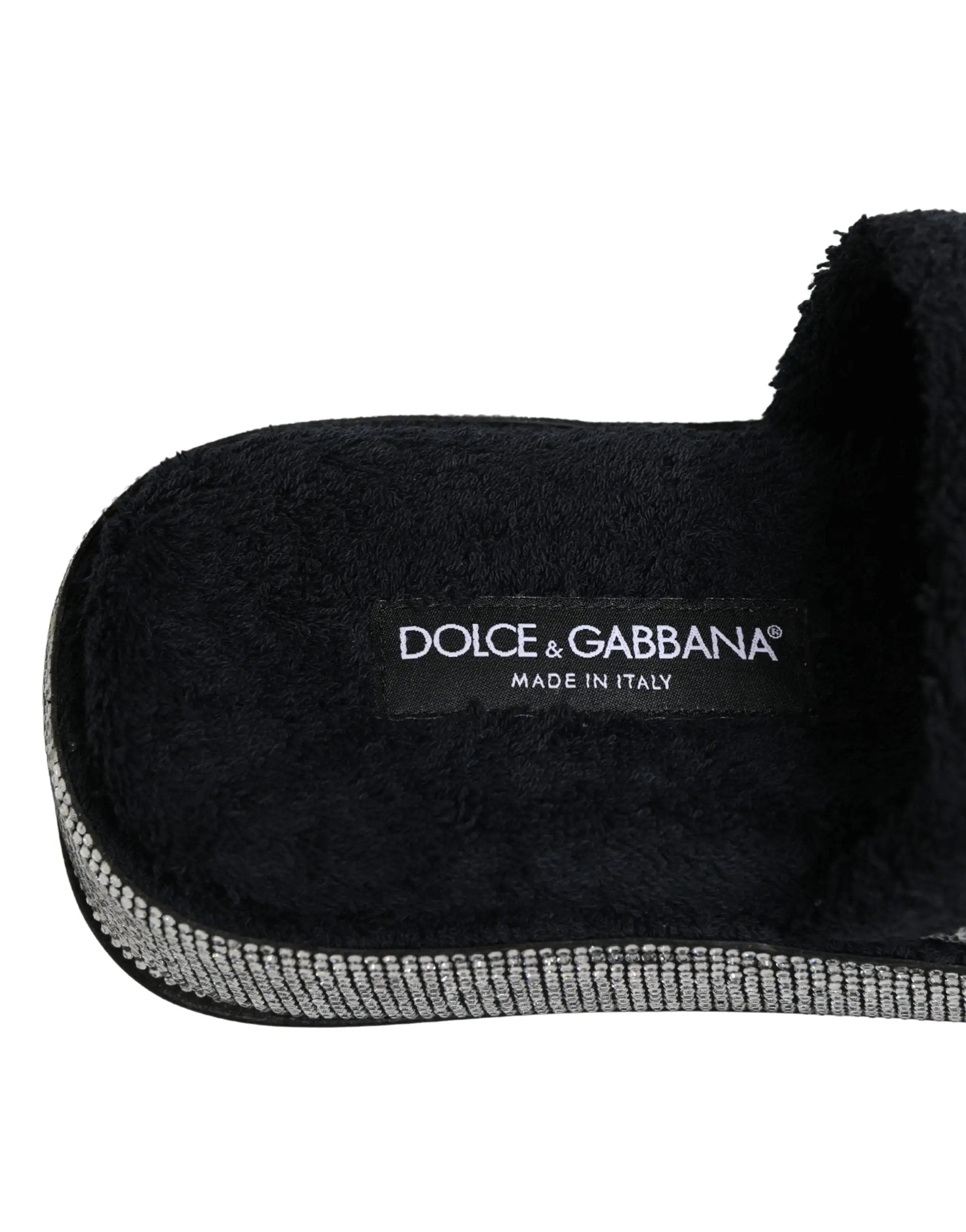 Mules compensées Dolce & Gabbana noires ornées de cristaux