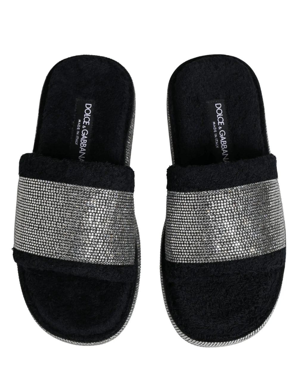 Mules compensées Dolce & Gabbana noires ornées de cristaux