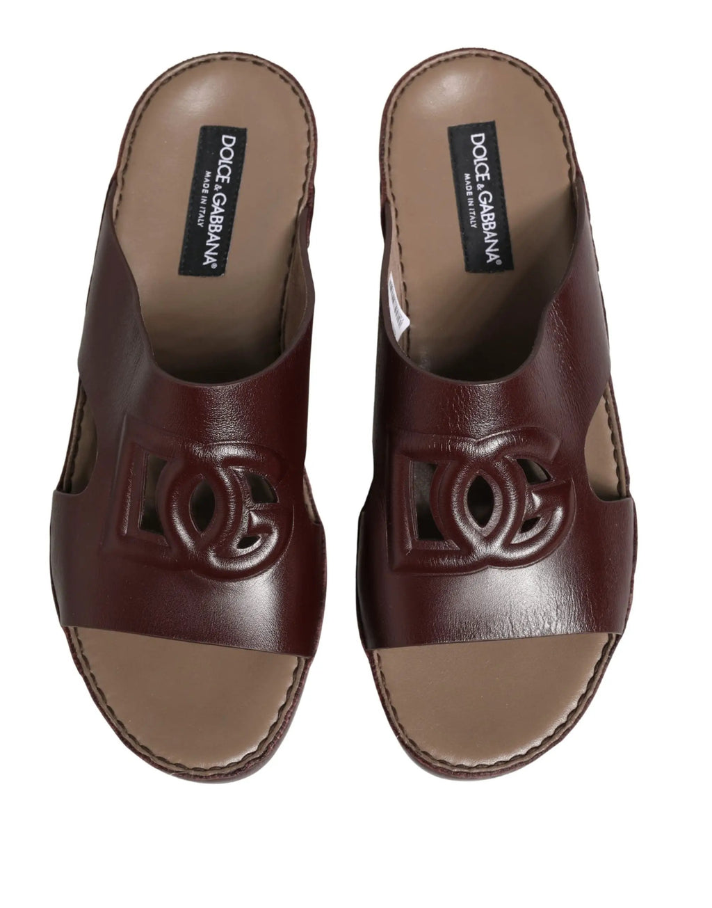 Chaussures sandales Dolce & Gabbana en cuir bordeaux à découpes avec logo DG