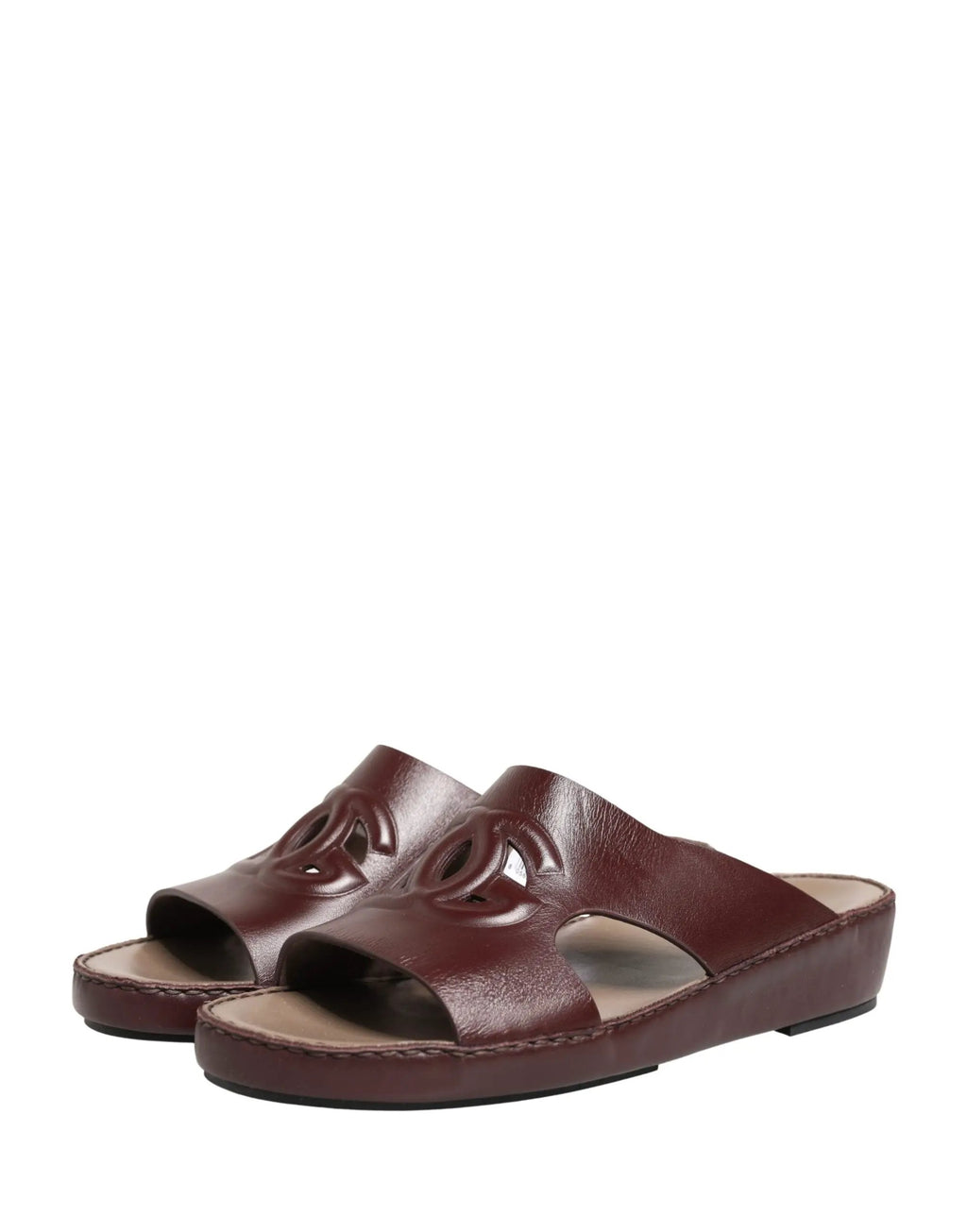 Chaussures sandales Dolce & Gabbana en cuir bordeaux à découpes avec logo DG