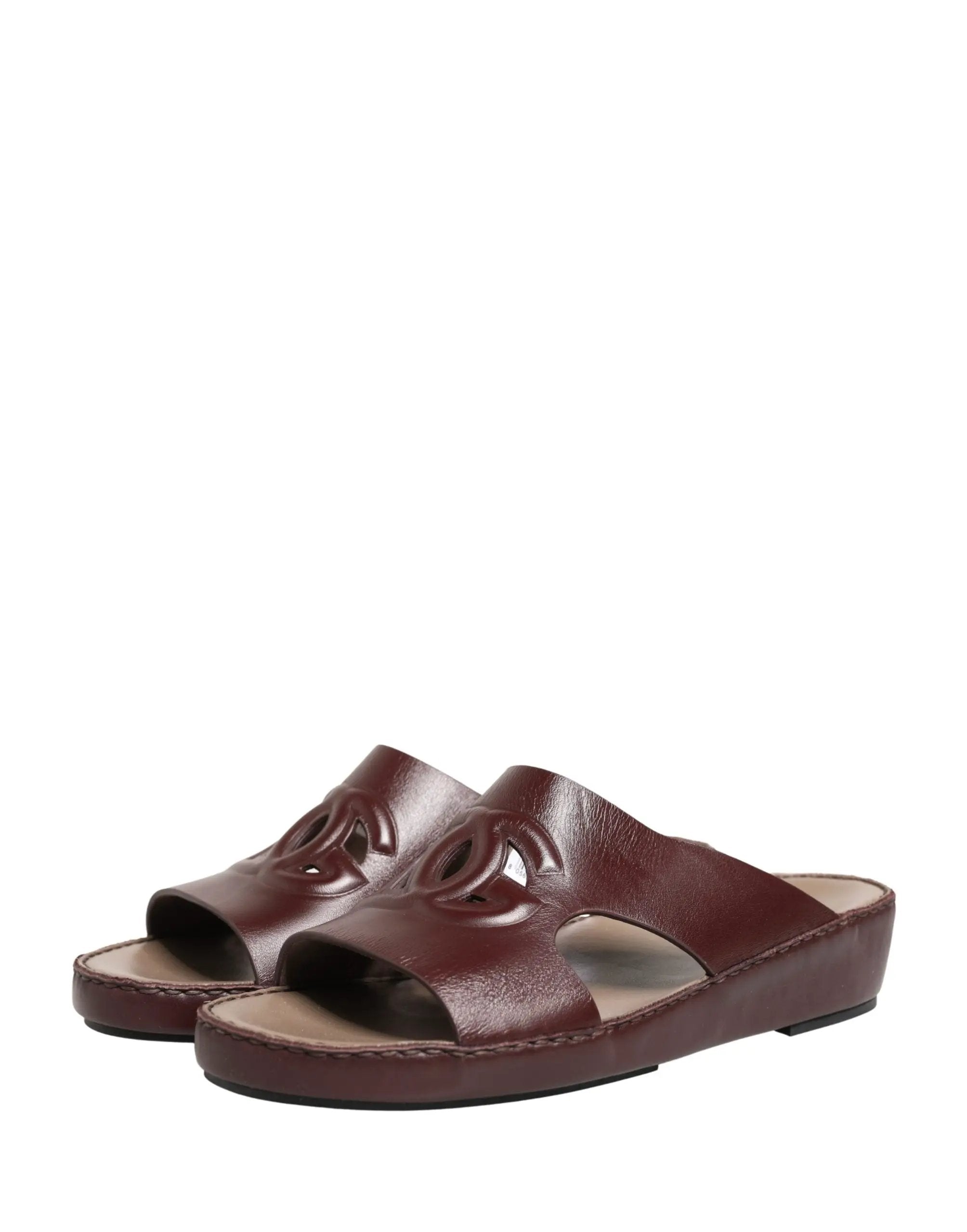 Chaussures sandales Dolce & Gabbana en cuir bordeaux à découpes avec logo DG