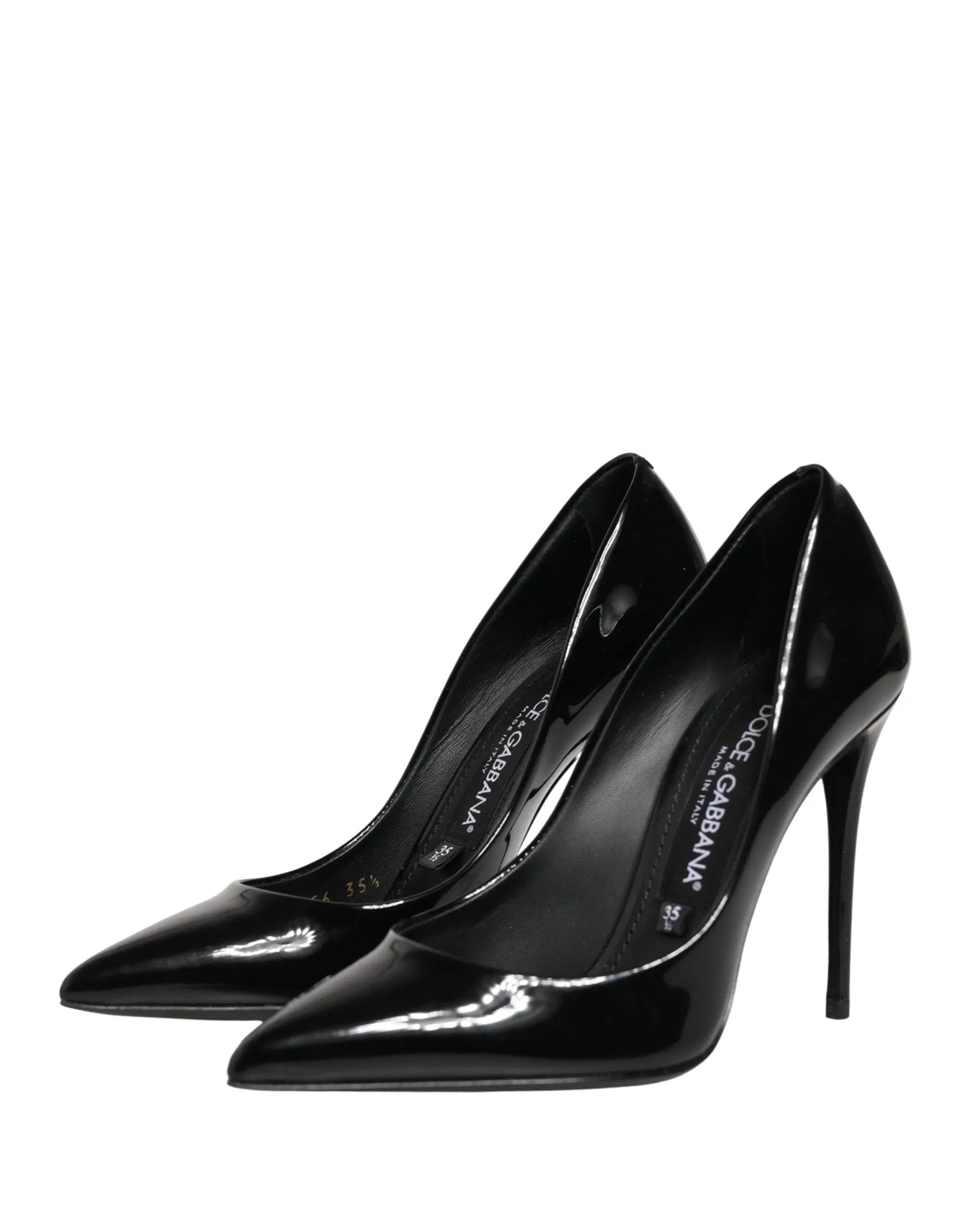 Dolce & Gabbana Black Calf Leather Stiletto Heels Pumps Shoes