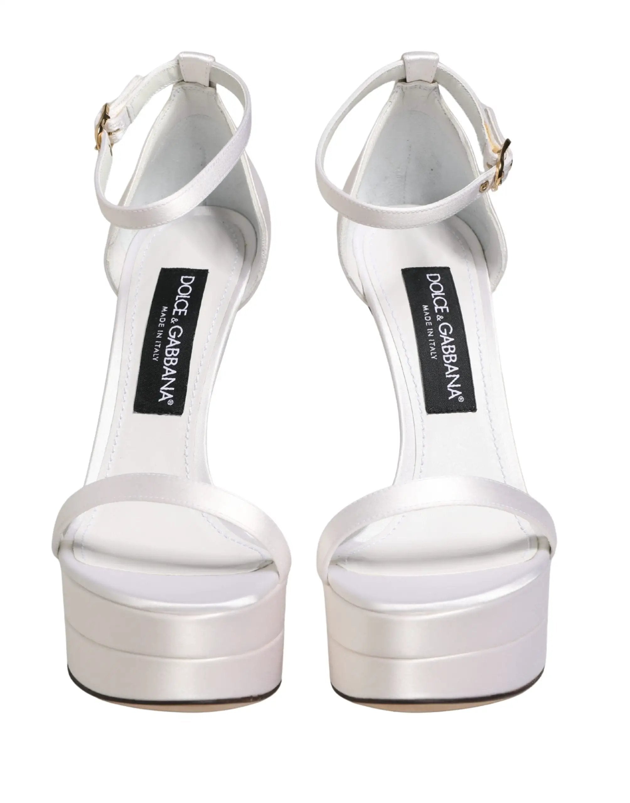 Sandales Dolce & Gabbana blanches à plateforme et bride cheville