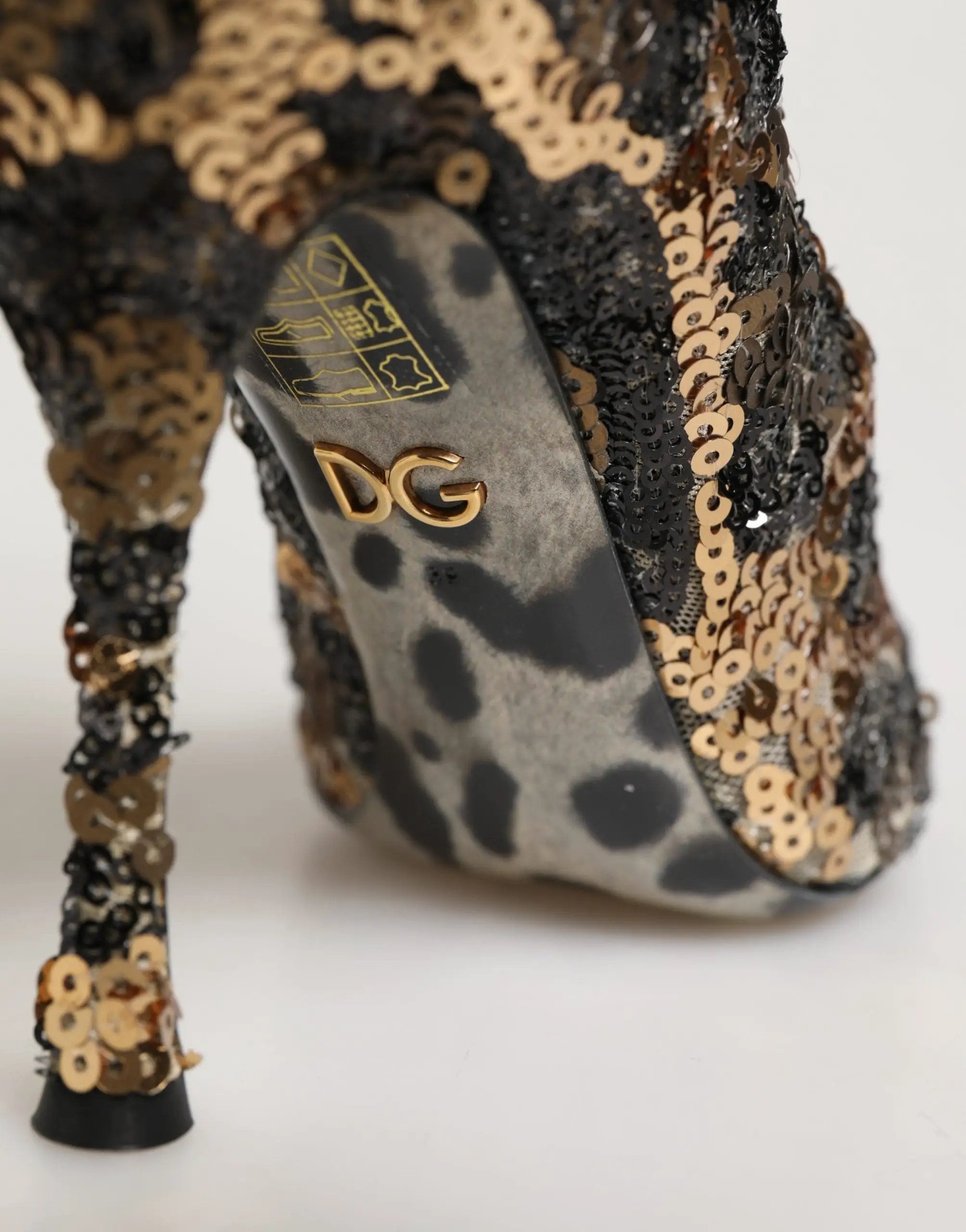 Chaussures bottines Dolce & Gabbana léopard doré à paillettes