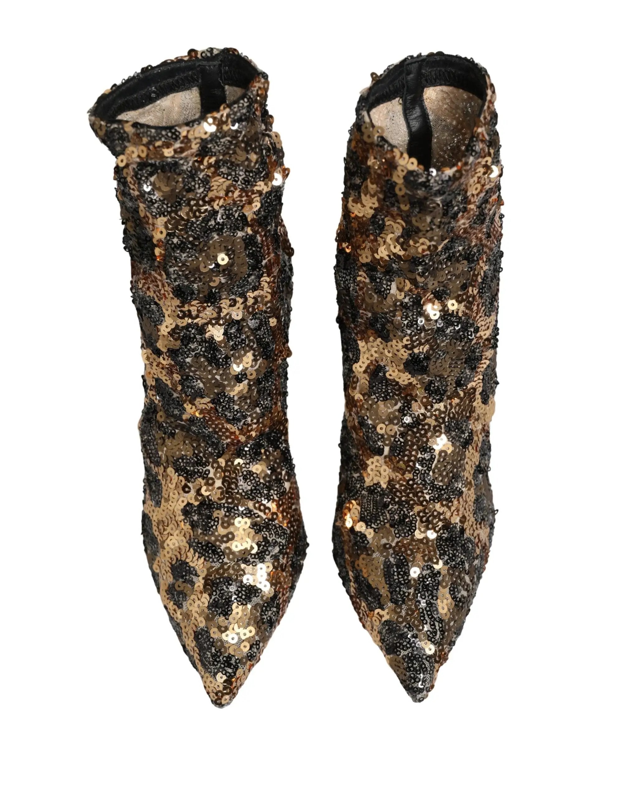 Chaussures bottines Dolce & Gabbana léopard doré à paillettes