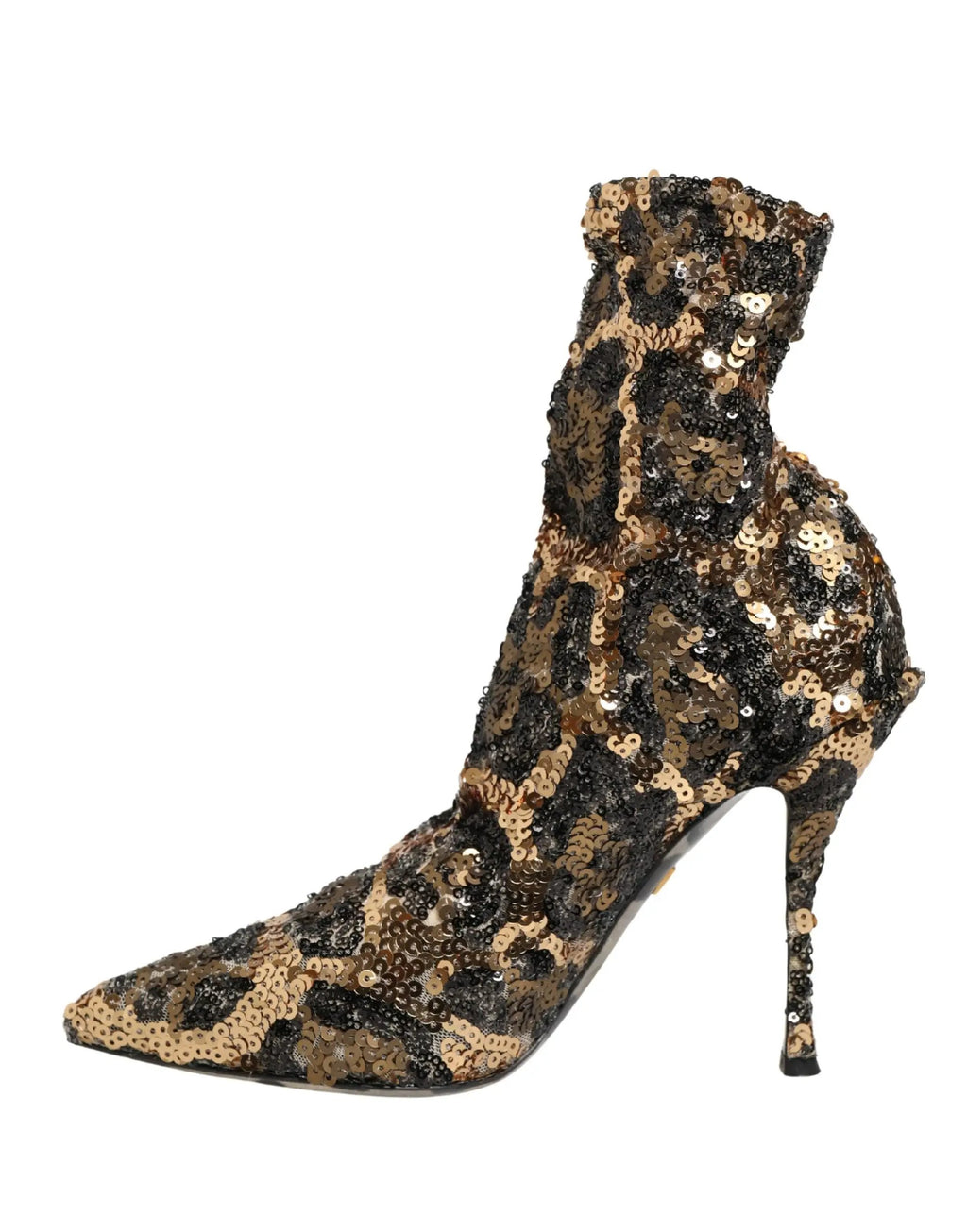Chaussures bottines Dolce & Gabbana léopard doré à paillettes