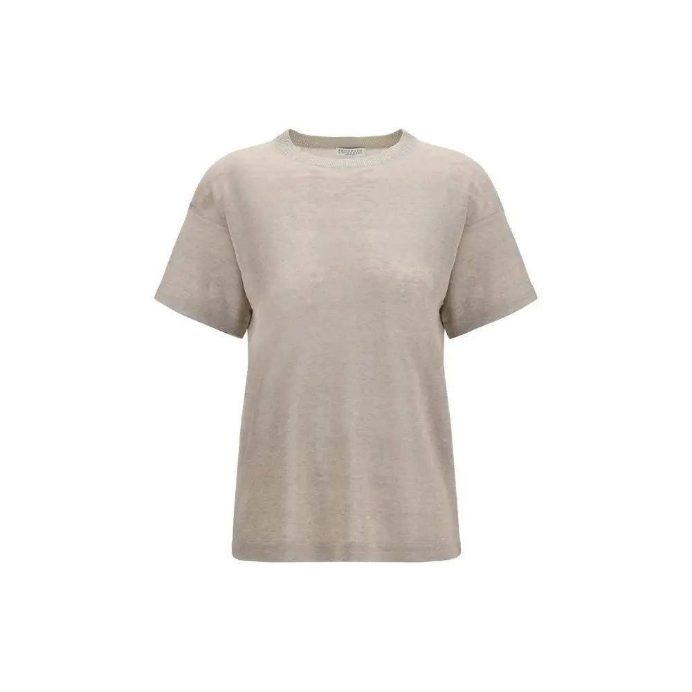 Brunello Cucinelli T-shirt en lin beige
