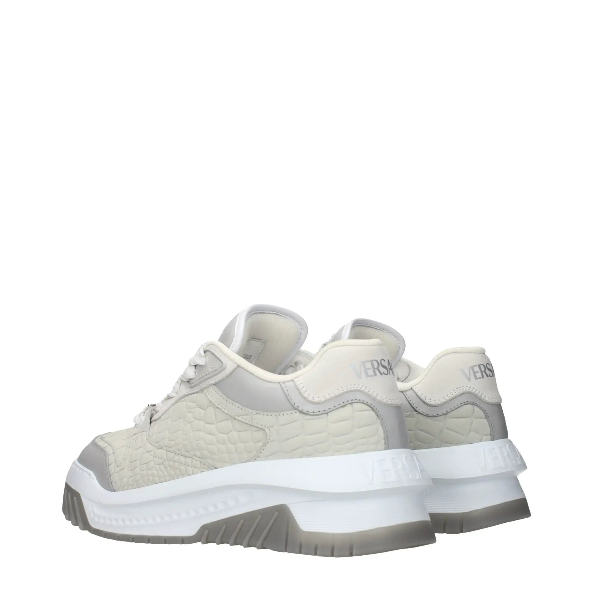 Baskets basses homme en cuir gris – Logo effet vieilli Versace