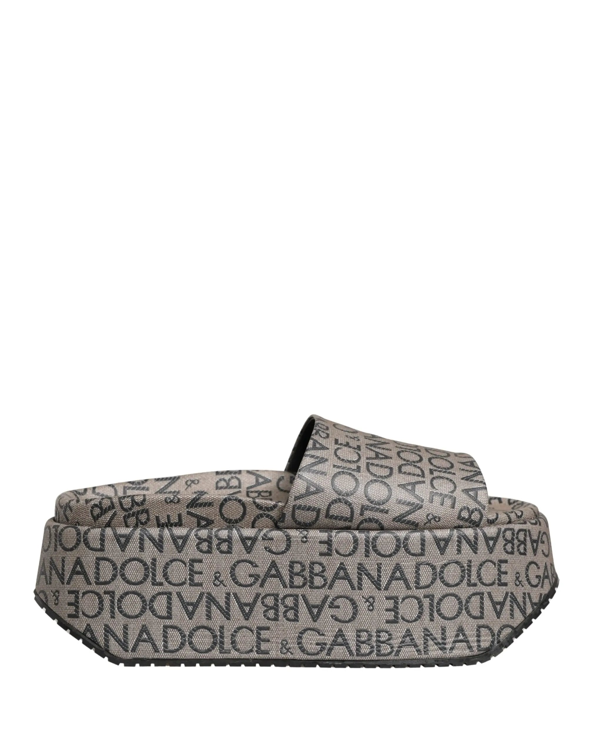 Chaussures Sandales Dolce & Gabbana en Cuir Gris à Logo Monogramme