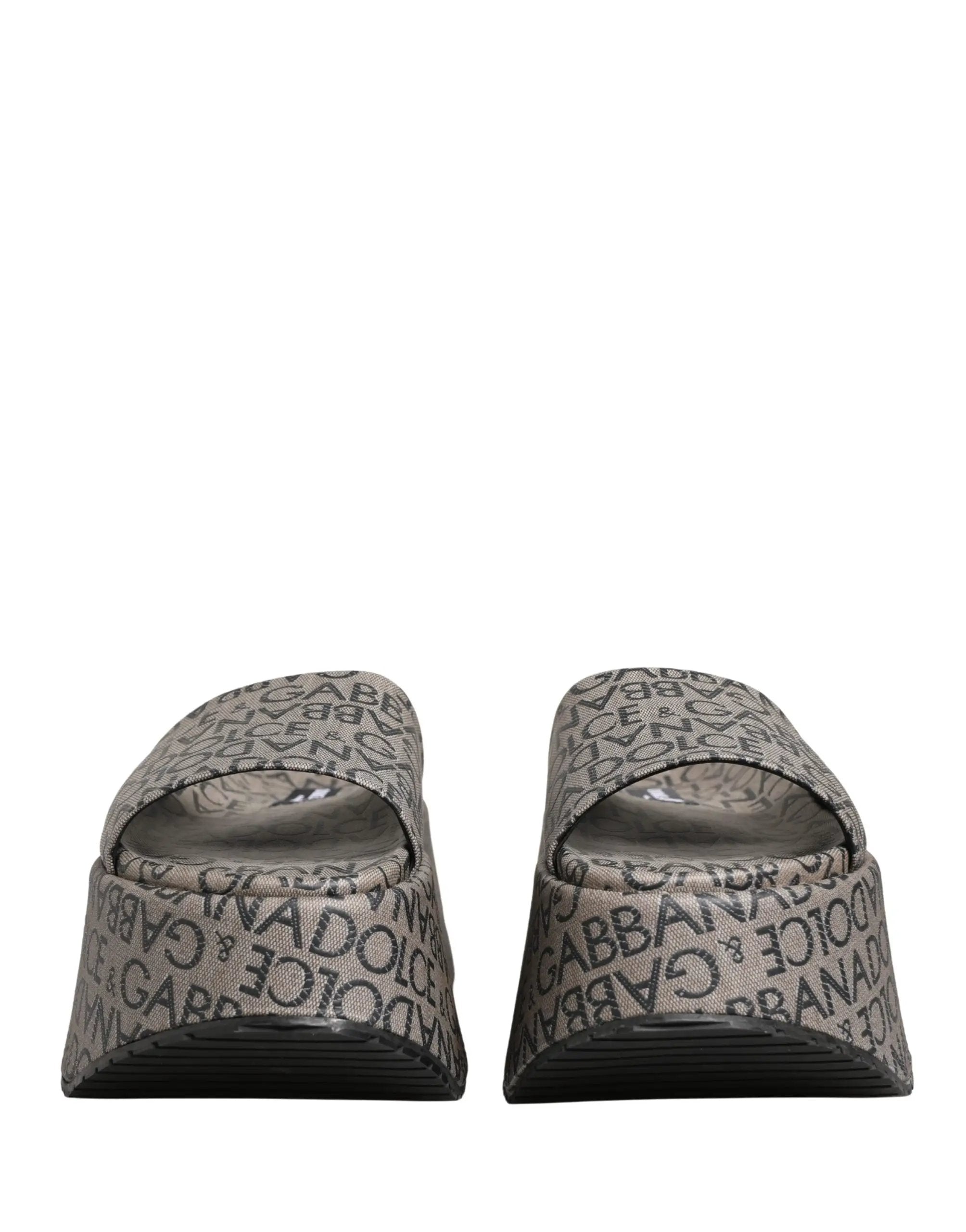 Chaussures Sandales Dolce & Gabbana en Cuir Gris à Logo Monogramme