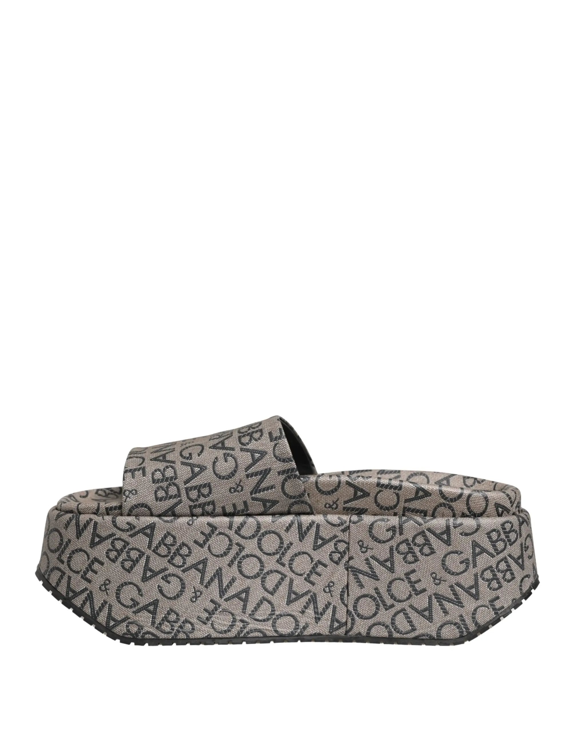 Chaussures Sandales Dolce & Gabbana en Cuir Gris à Logo Monogramme