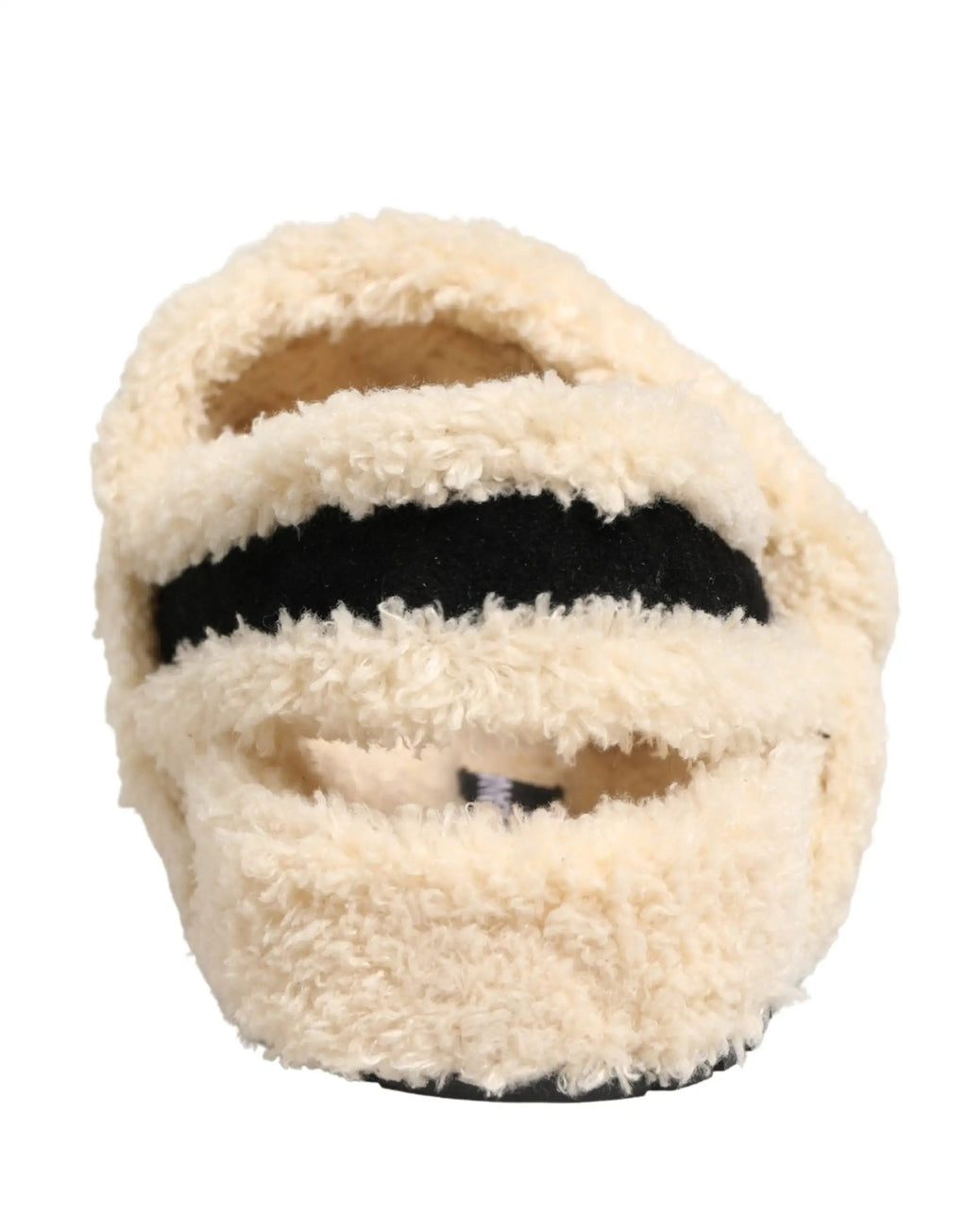 Dolce & Gabbana Sandales plates homme en fausse fourrure beige et noire