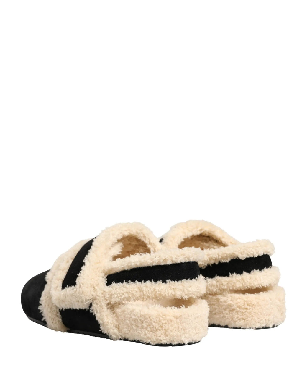 Dolce & Gabbana Sandales plates homme en fausse fourrure beige et noire