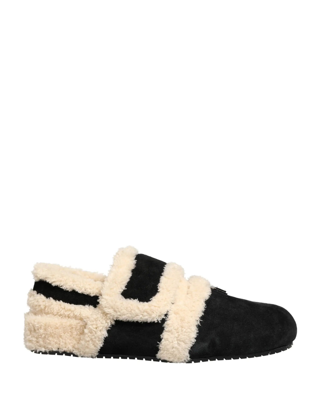 Dolce & Gabbana Sandales plates homme en fausse fourrure beige et noire