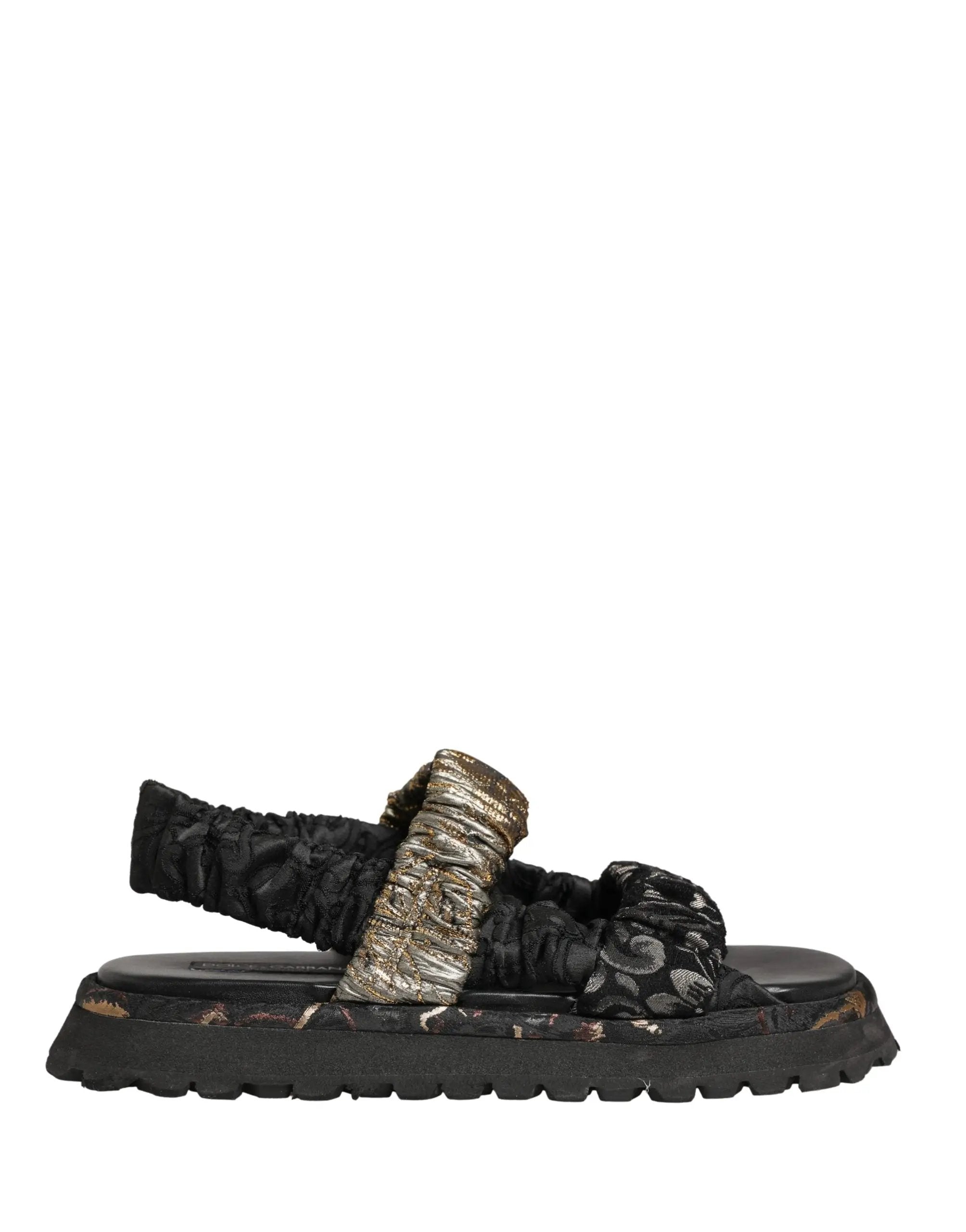 Dolce & Gabbana Sandales plates noires homme à détails froncés