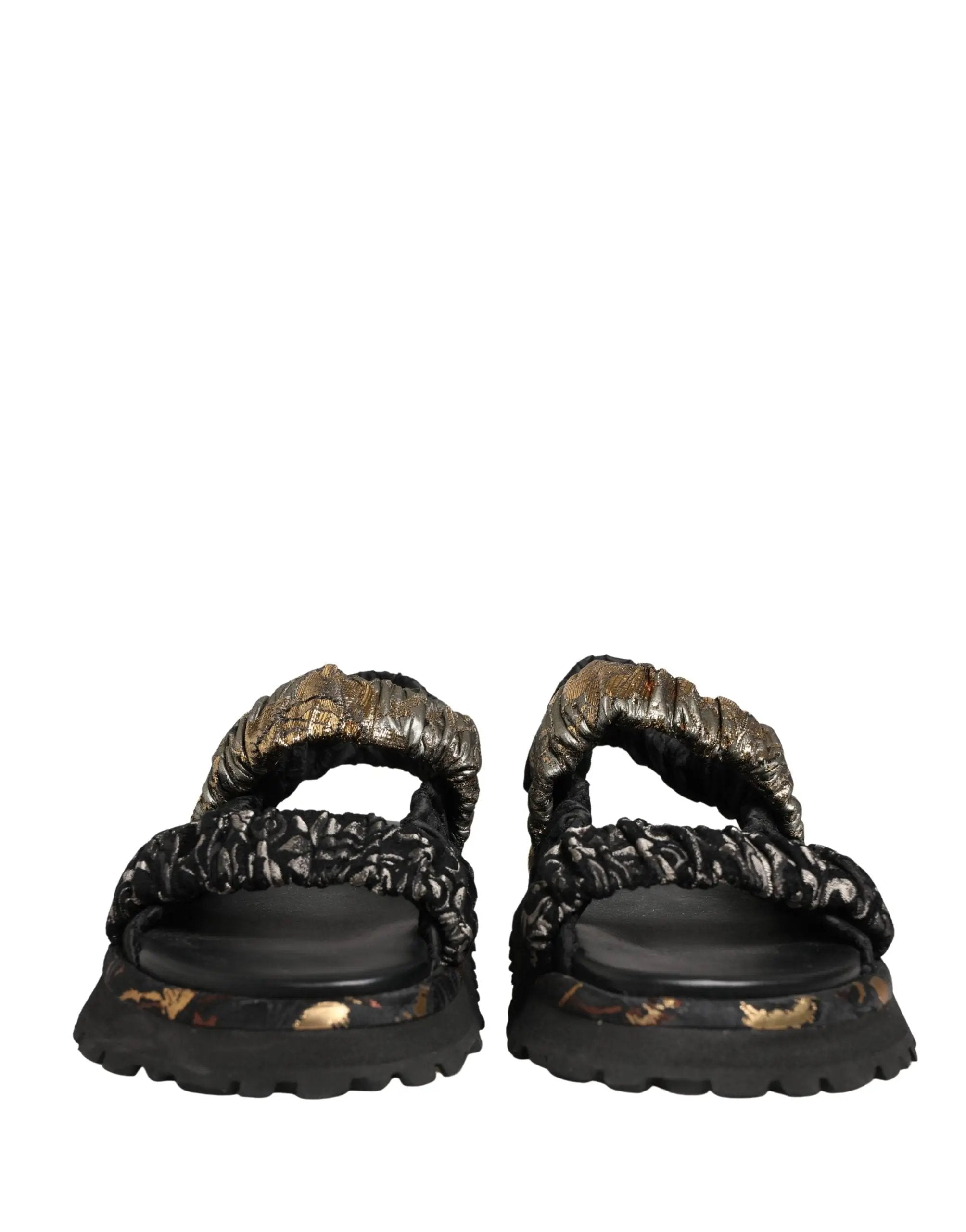 Dolce & Gabbana Sandales plates noires homme à détails froncés