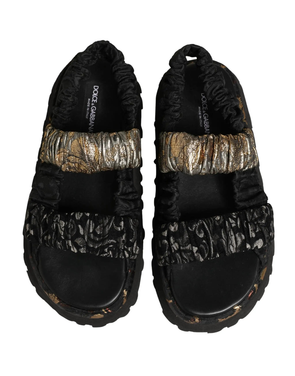 Dolce & Gabbana Sandales plates noires homme à détails froncés