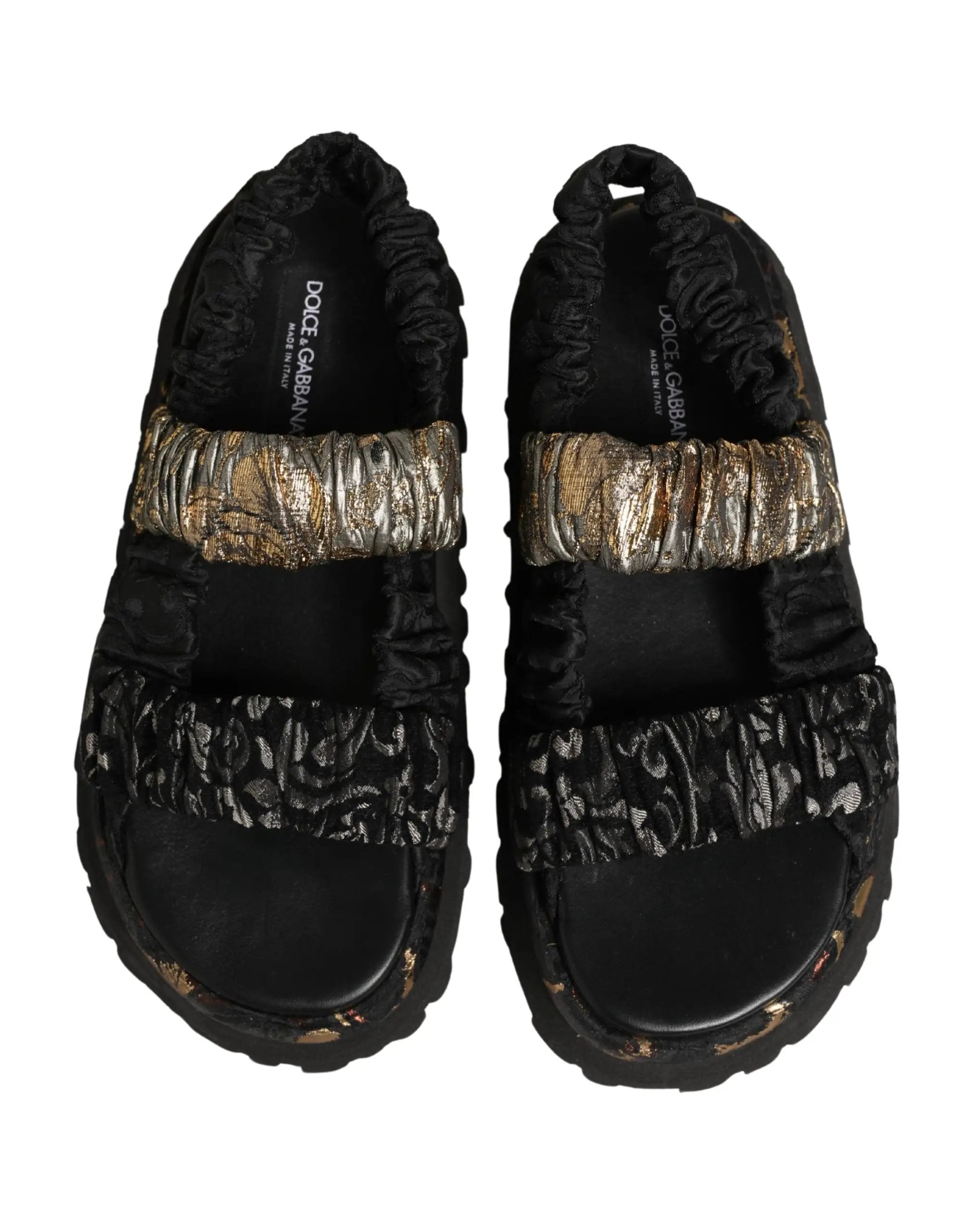 Dolce & Gabbana Sandales plates noires homme à détails froncés