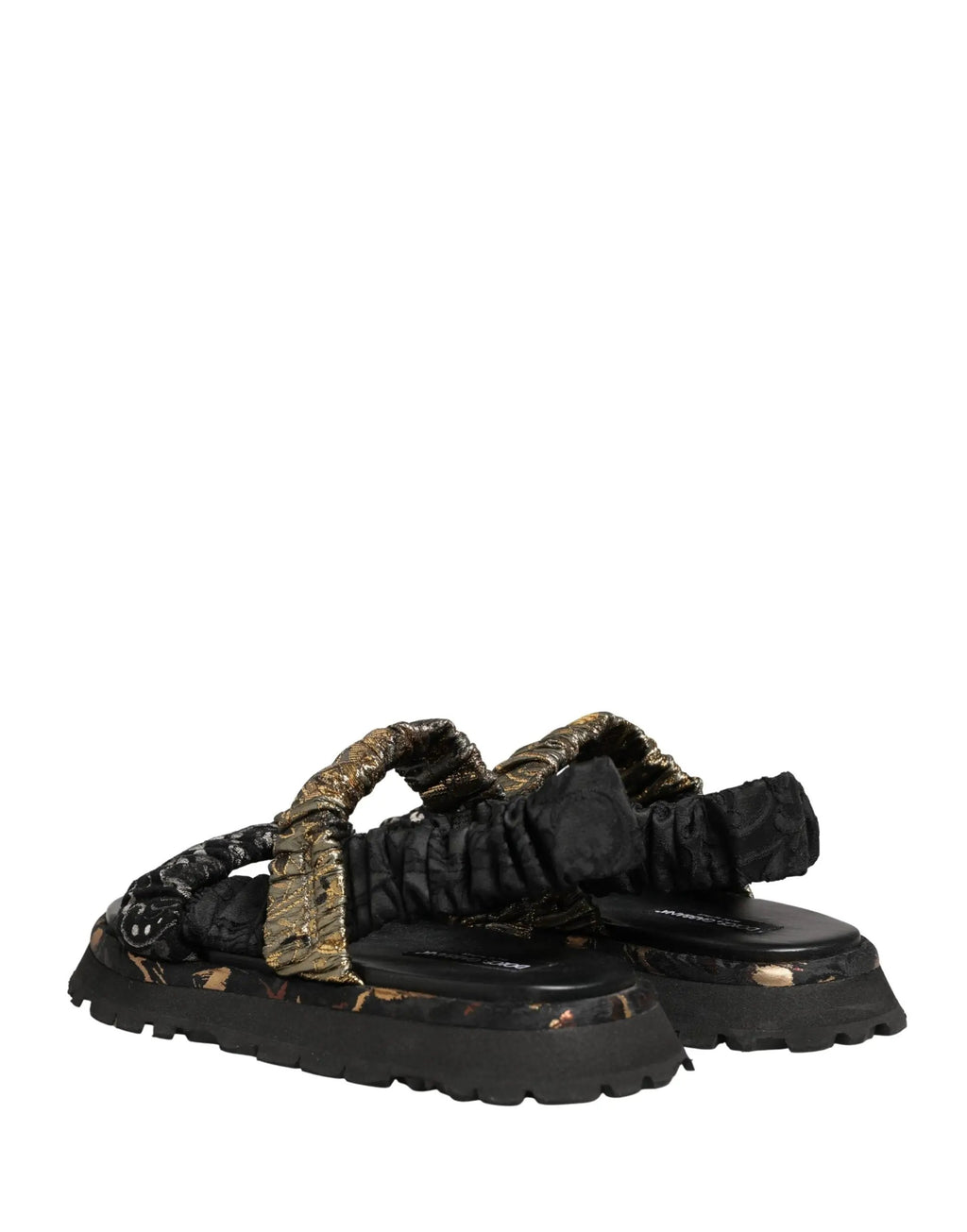 Dolce & Gabbana Sandales plates noires homme à détails froncés