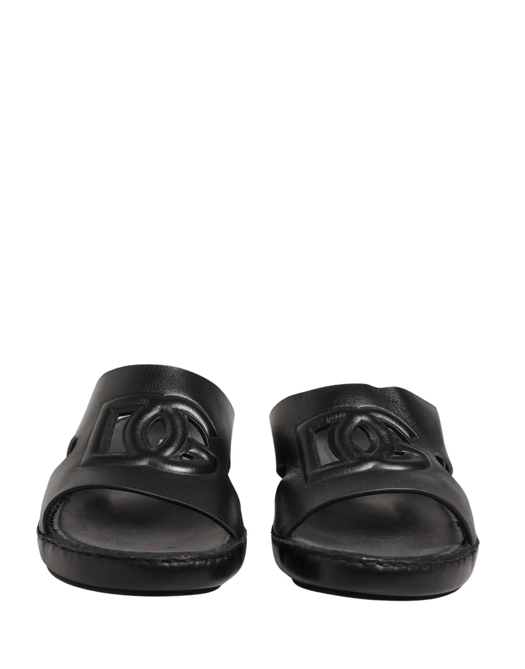 Chaussures Sandales Dolce & Gabbana en Cuir Noir à Logo DG Découpé