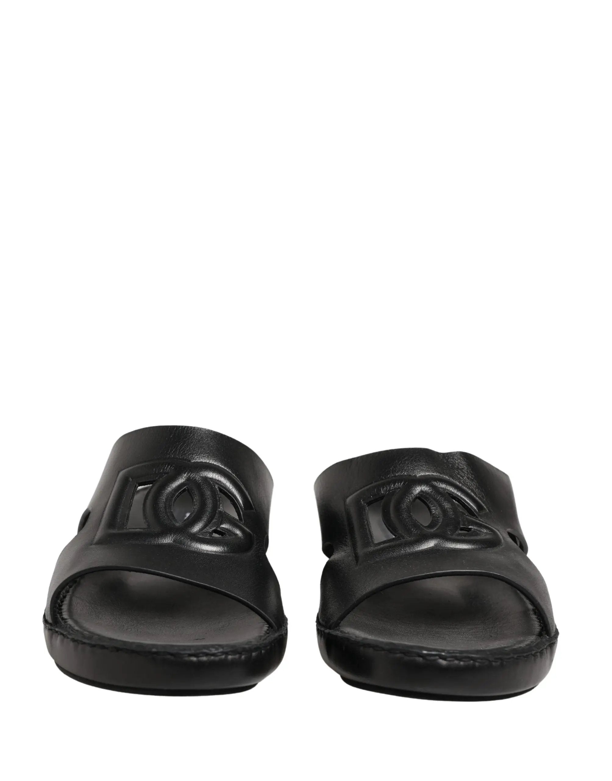 Chaussures Sandales Dolce & Gabbana en Cuir Noir à Logo DG Découpé