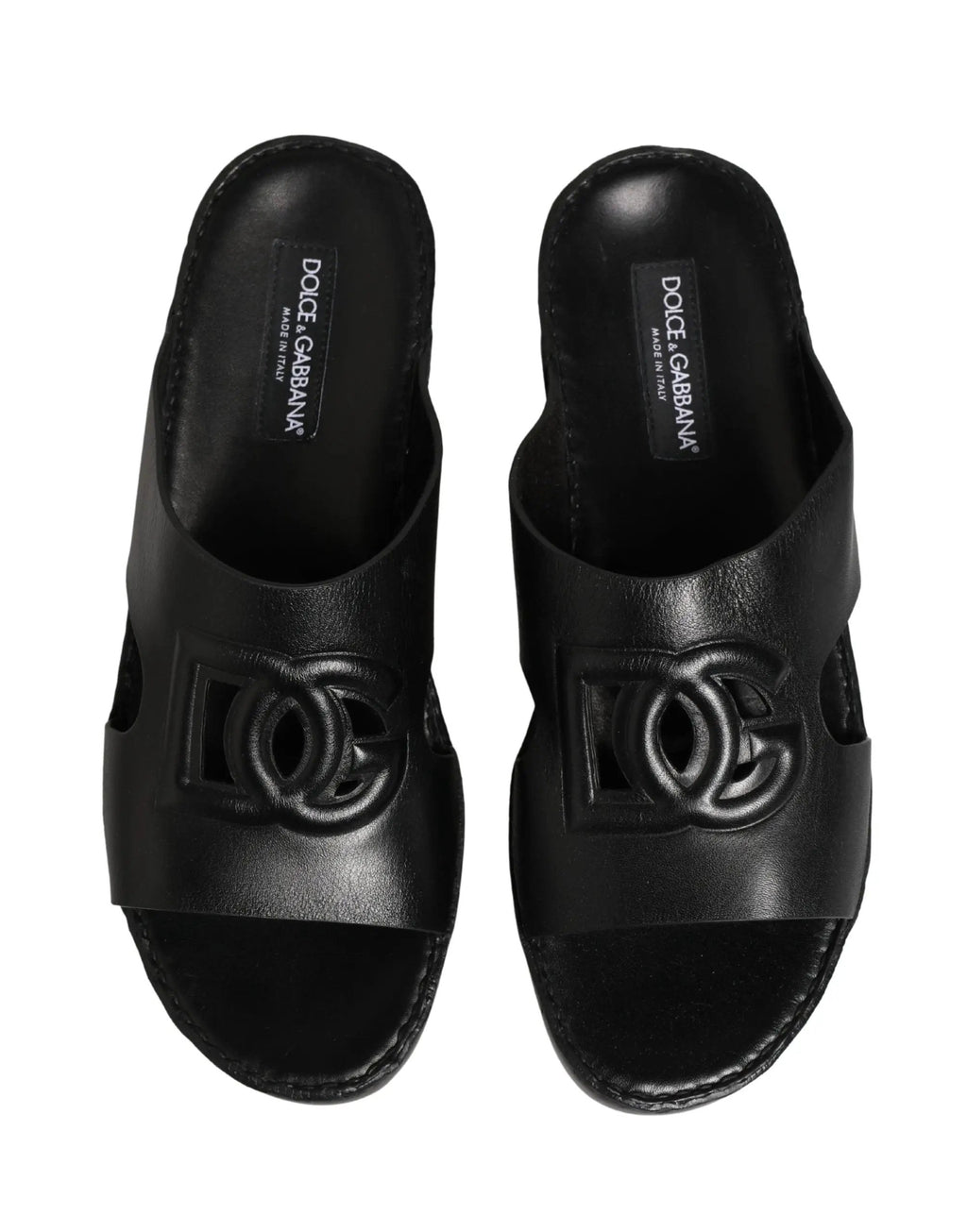 Chaussures Sandales Dolce & Gabbana en Cuir Noir à Logo DG Découpé