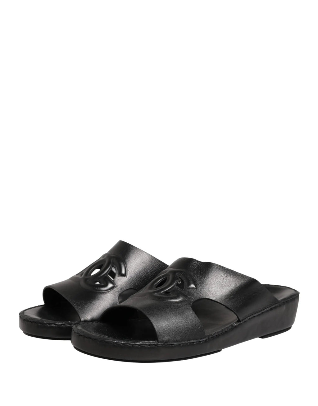 Chaussures Sandales Dolce & Gabbana en Cuir Noir à Logo DG Découpé