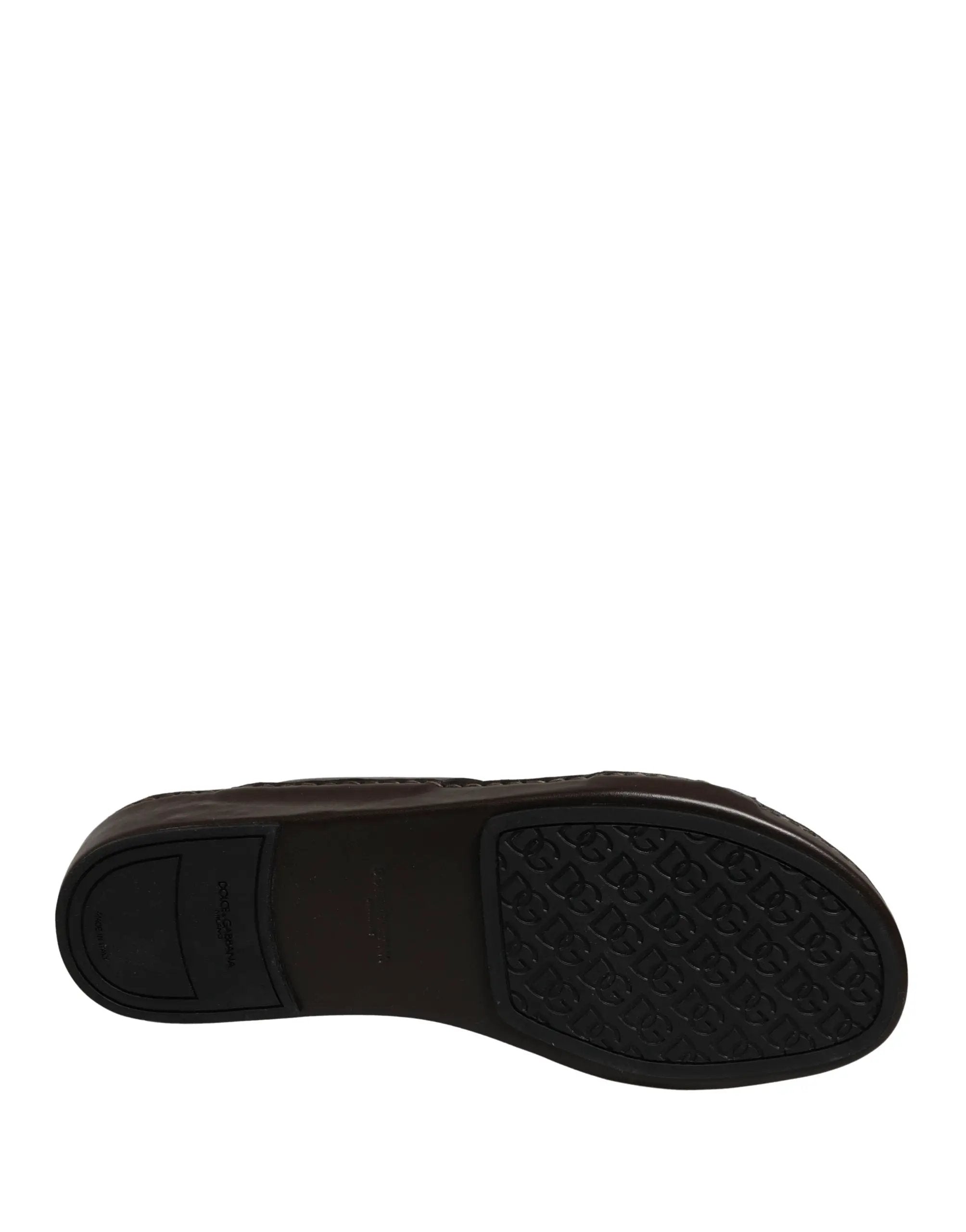Dolce & Gabbana Brown Leather Cutout DG Logo Sandals Shoes