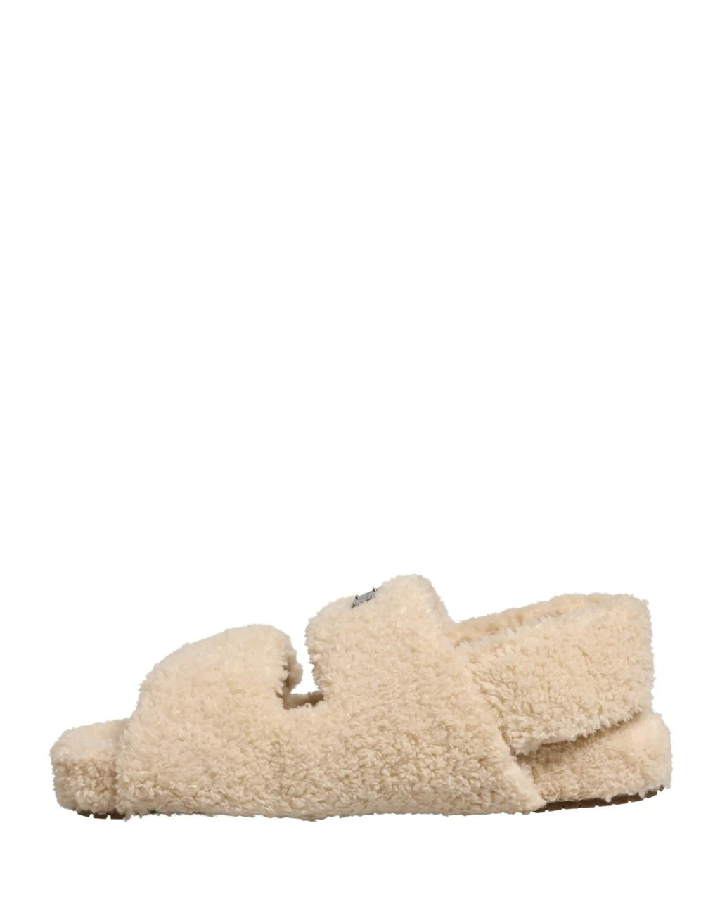 Chaussures plates pour homme Dolce & Gabbana mules en fausse fourrure beige sandales