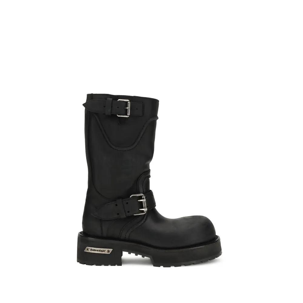 Bottes à lacets Balenciaga Bos Taurus en cuir de veau noir