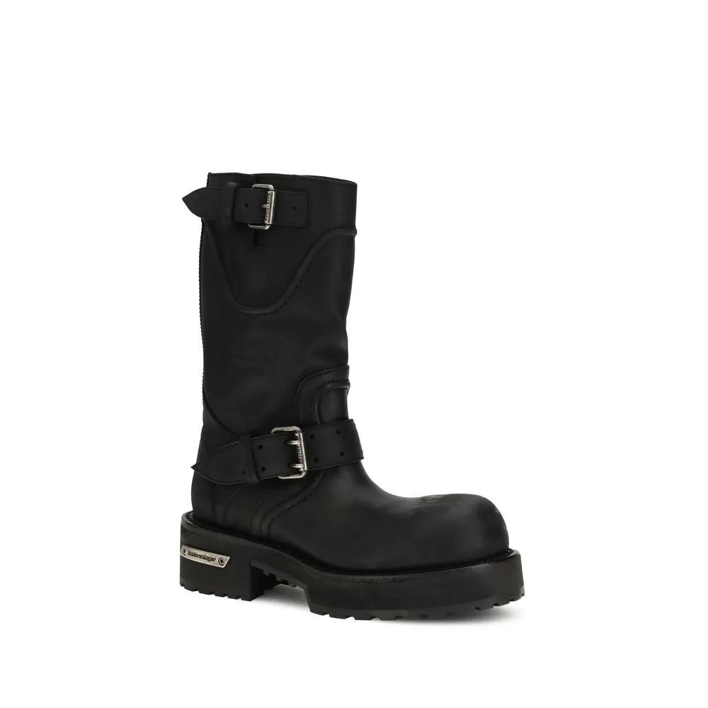 Bottes à lacets Balenciaga Bos Taurus en cuir de veau noir