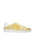 Men’s White Leather Sneakers – Versace Logo Detail Low Top Trainers