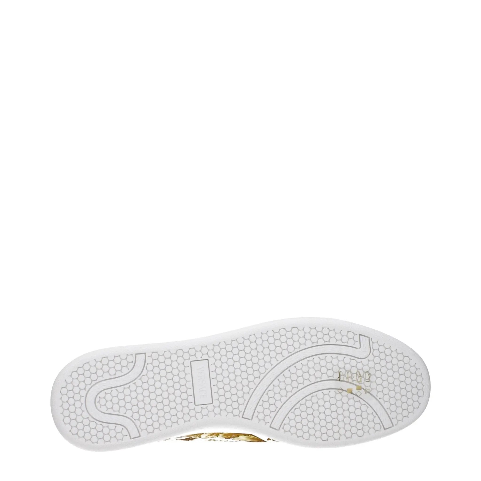 Men’s White Leather Sneakers – Versace Logo Detail Low Top Trainers