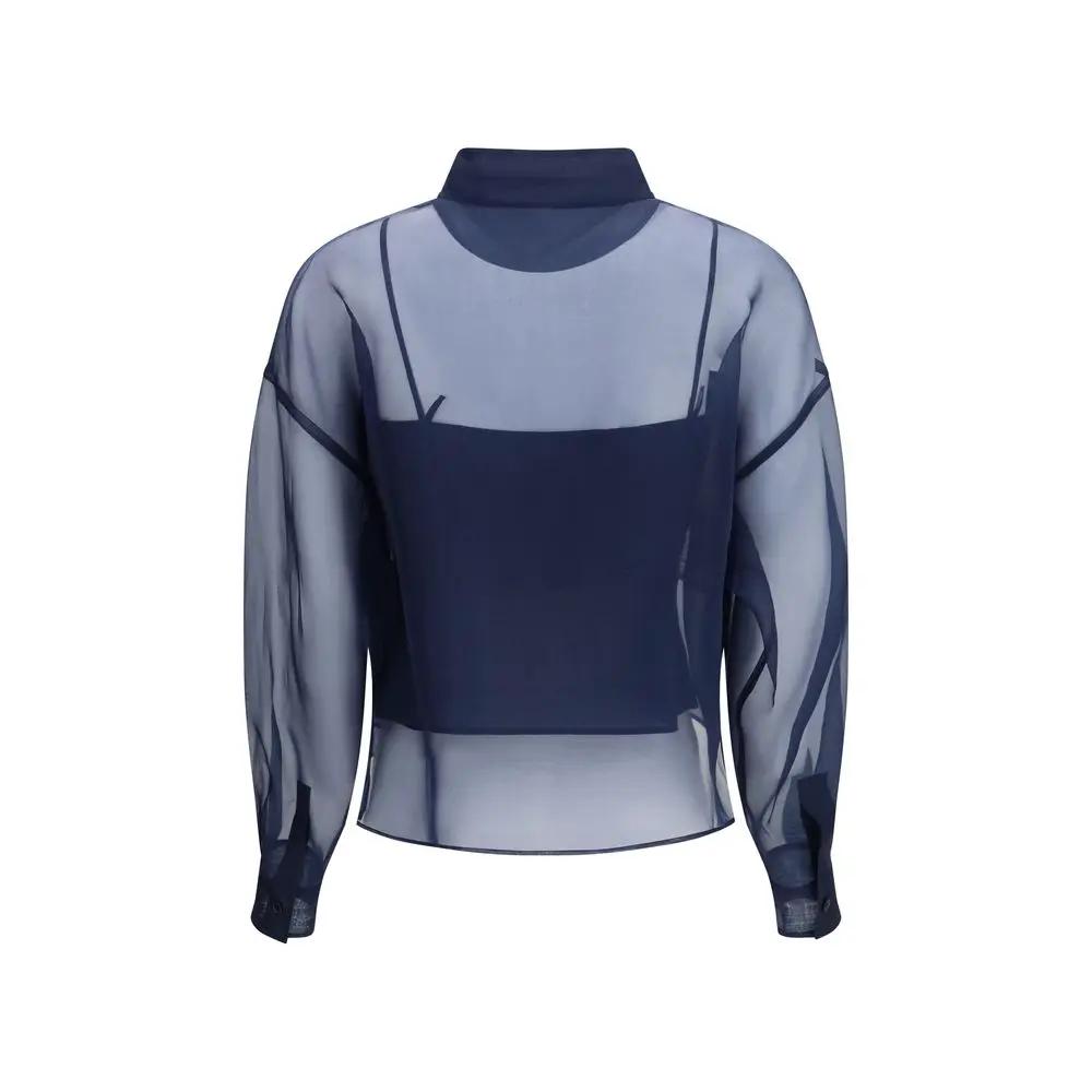 Chemise en soie bleue Max Mara