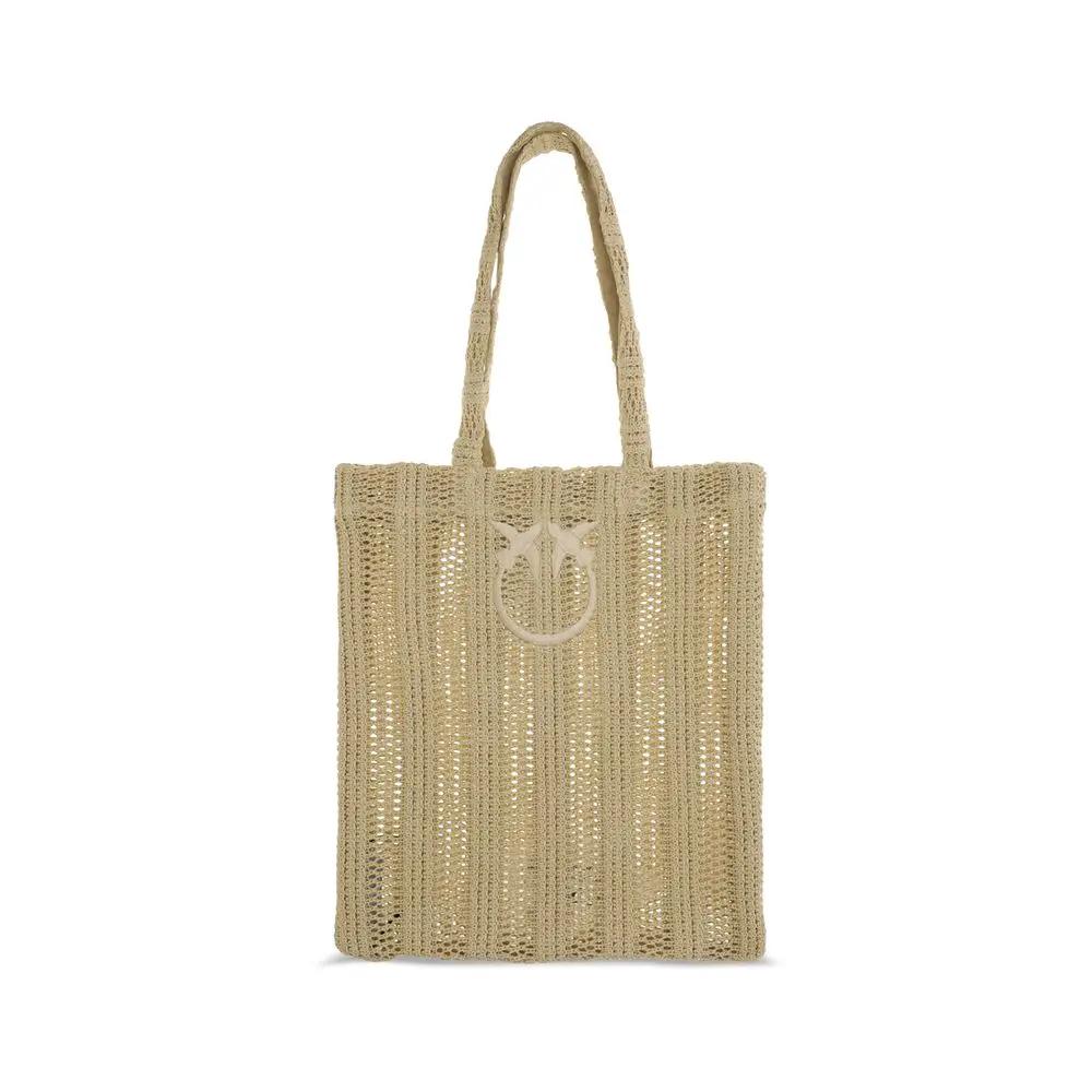 Sac bandoulière PINKO beige en raphia