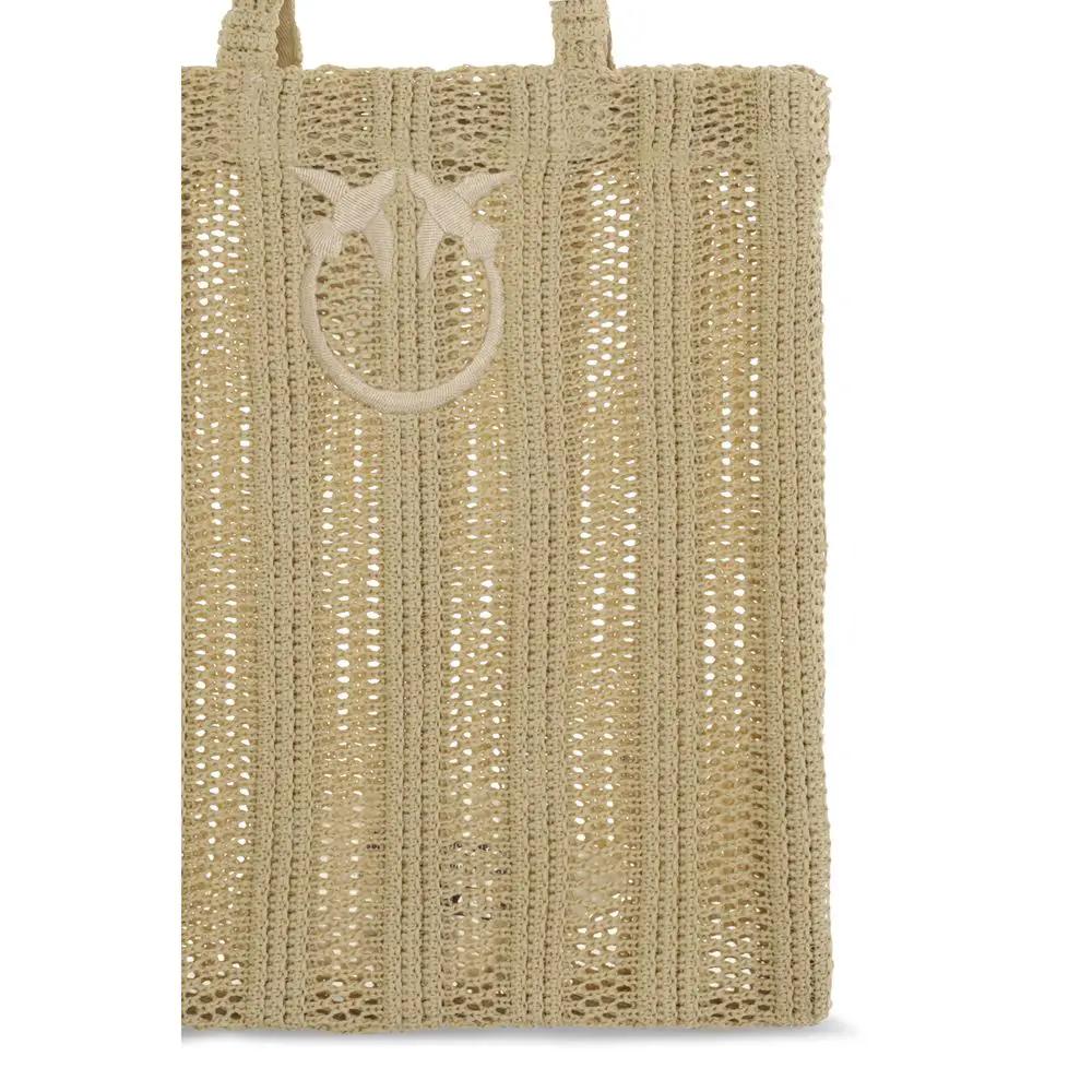 Sac bandoulière PINKO beige en raphia