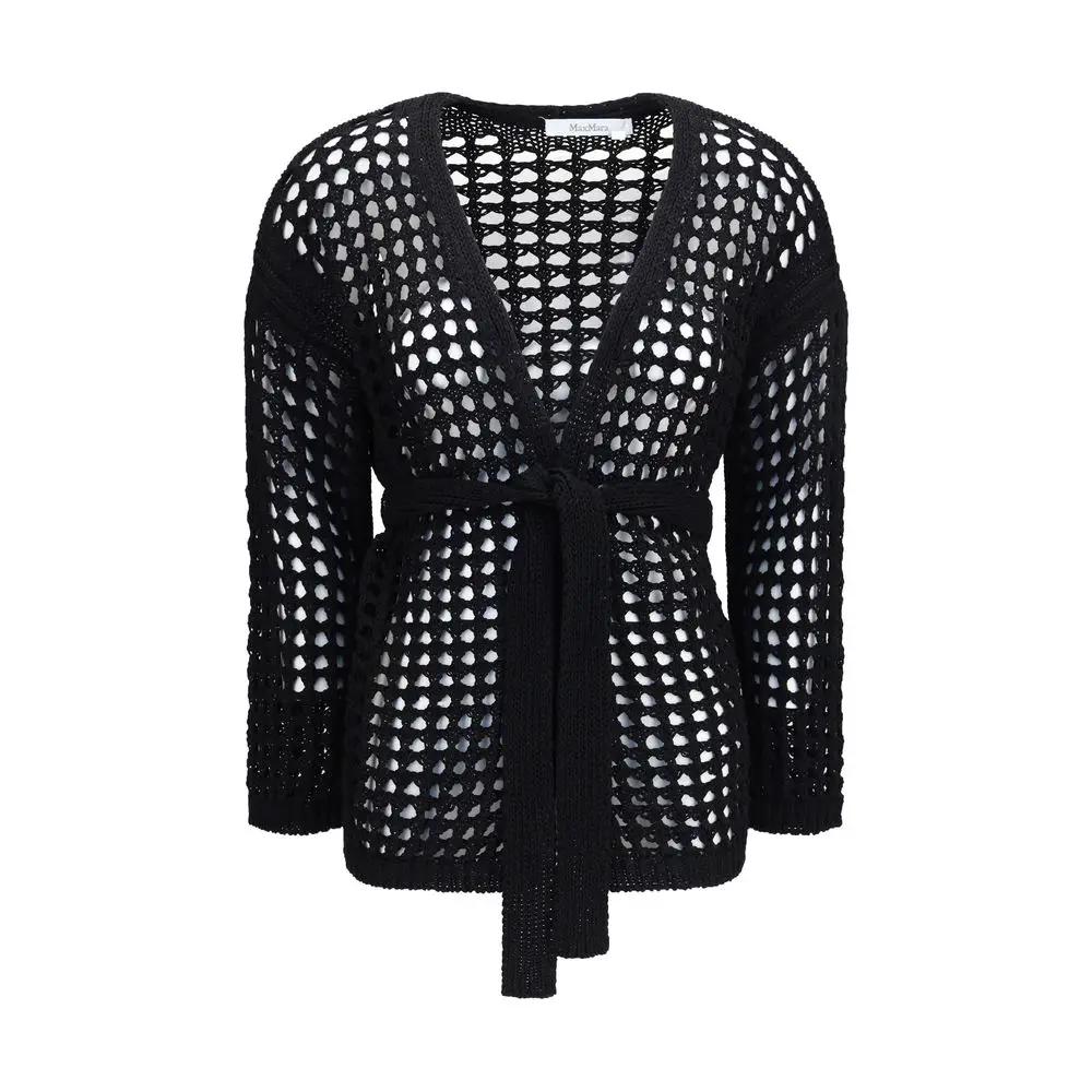 Max Mara Pure Black Cotton Cardigan