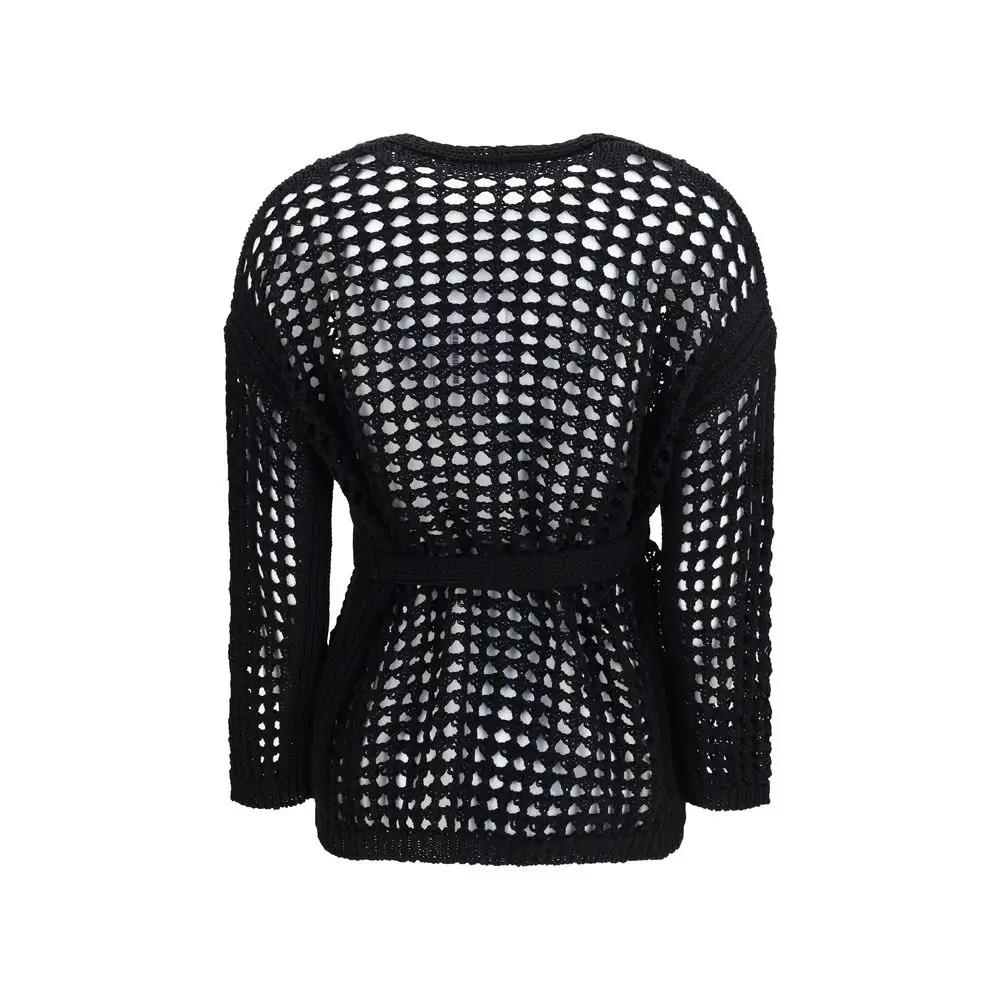 Max Mara Pure Black Cotton Cardigan