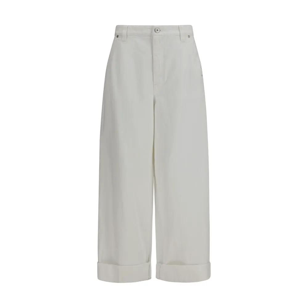 Brunello Cucinelli White Cotton Casual Pants