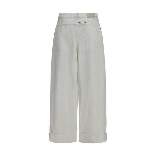 Pantalon décontracté en coton blanc Brunello Cucinelli