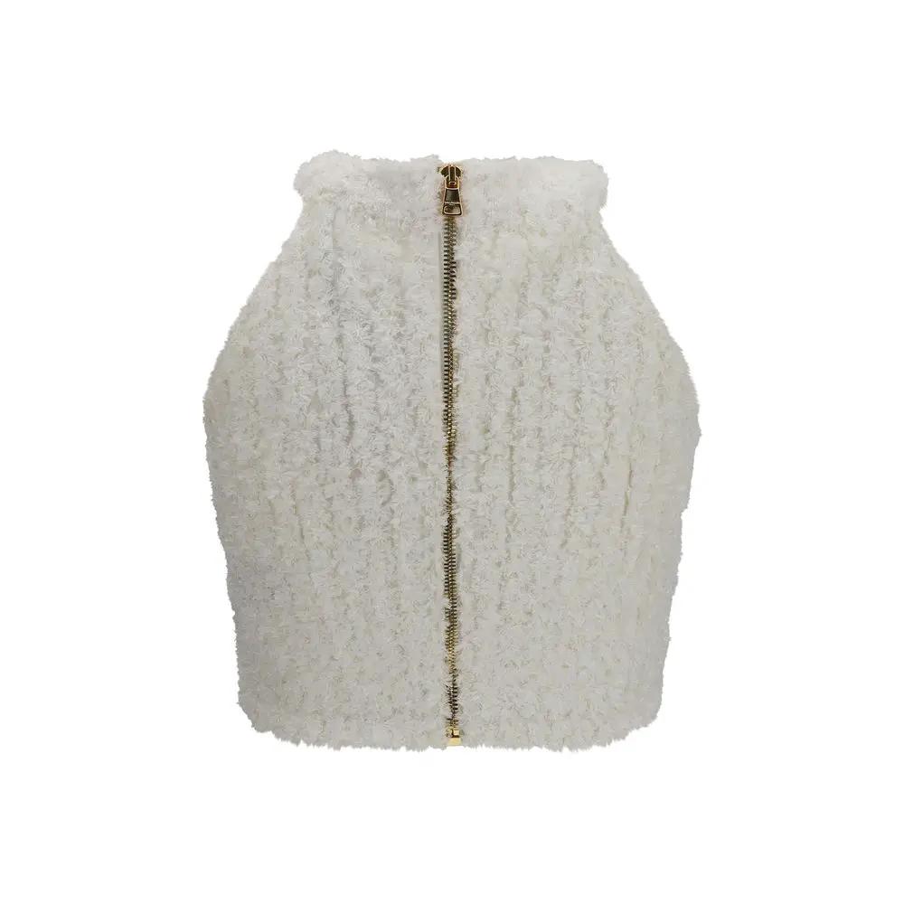 T-shirt sans manches Balmain en viscose blanche