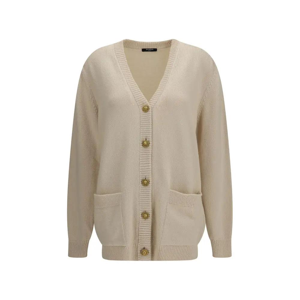 Balmain Beige Cotton Cardigan