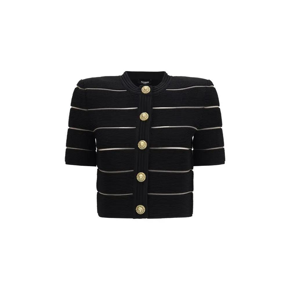 Balmain Black Viscose Cardigan