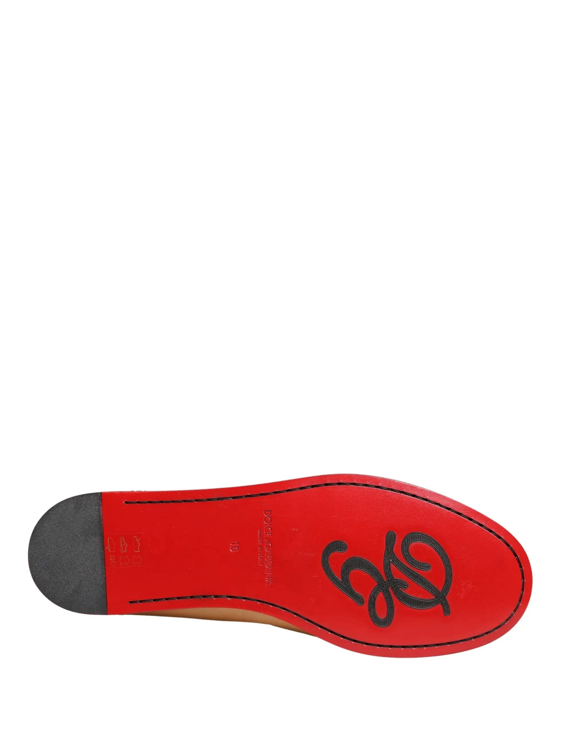 Chaussures Mocassins Homme en Cuir Beige à Pompom Dolce & Gabbana