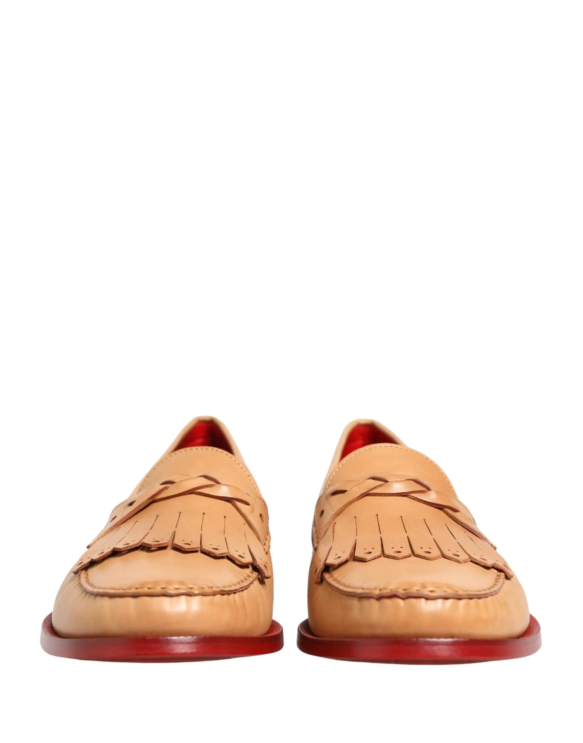 Chaussures Mocassins Homme en Cuir Beige à Pompom Dolce & Gabbana