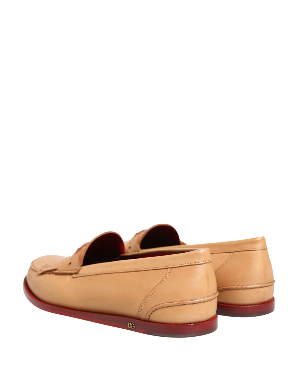 Chaussures Mocassins Homme en Cuir Beige à Pompom Dolce & Gabbana