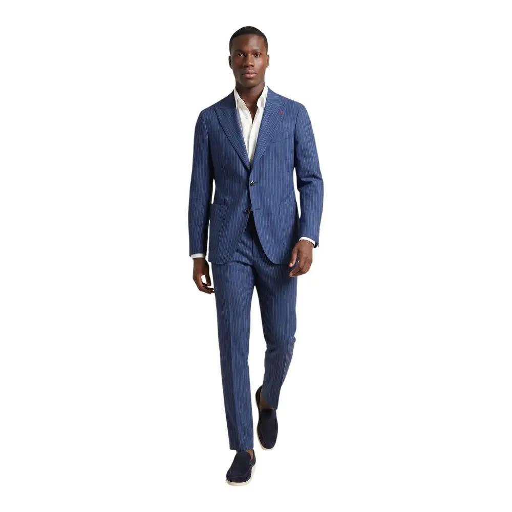 Costume deux pièces en polyester bleu rebelle